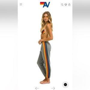 Aviator Nation Gray Sweatpants with Rainbow Stripes